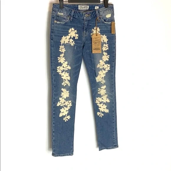 Lucky Brand Lolita Floral Skinny Jeans Size 00 NWT - Picture 2 of 10